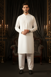 China Boski- White Kameez Shalwar
