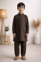 Gentle Men- Boy Dark Brown Kameez Shalwar