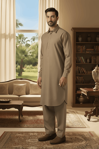 Sunflower-Light Brown Kameez Shalwar