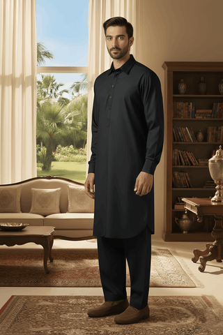 Sunflower- Black Kameez Shalwar