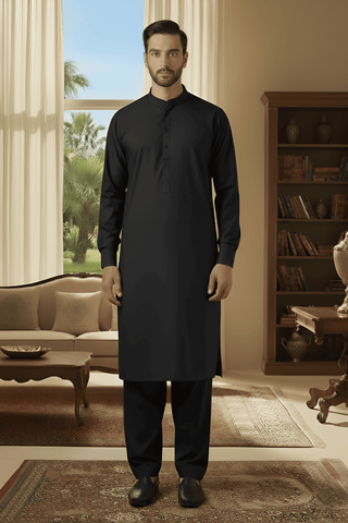 Sunflower- Black Kameez Shalwar