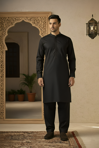 Muskan Plus- Black Kameez Shalwar