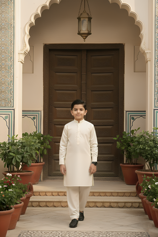 Dream Style- Boy Cream Kameez Shalwar