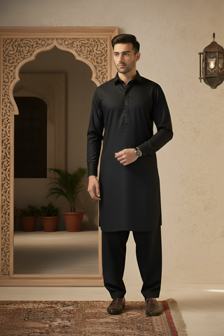 Muskan Plus- Black Kameez Shalwar