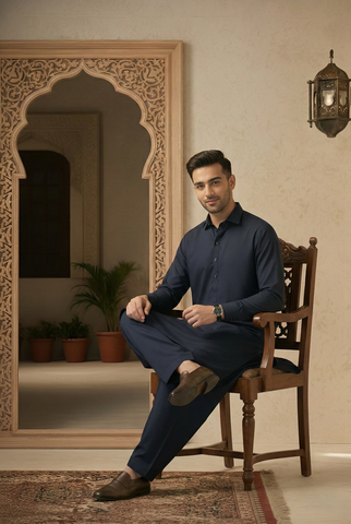 Muskan Plus- Navy Kameez Shalwar