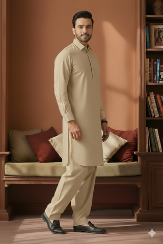Refersh-Light Brown Kameez Shalwar