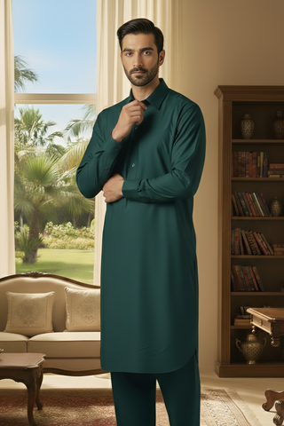 Sunflower-Teal Kameez Shalwar