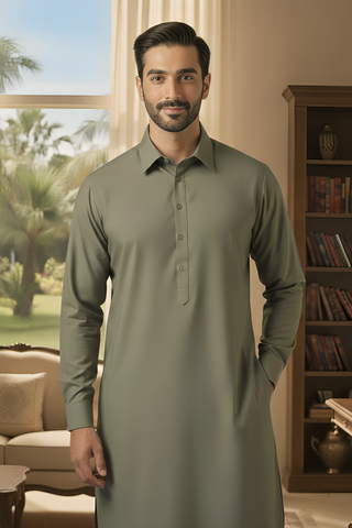 Sunflower-Dark Grey Kameez Shalwar