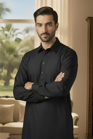 Sunflower- Black Kameez Shalwar
