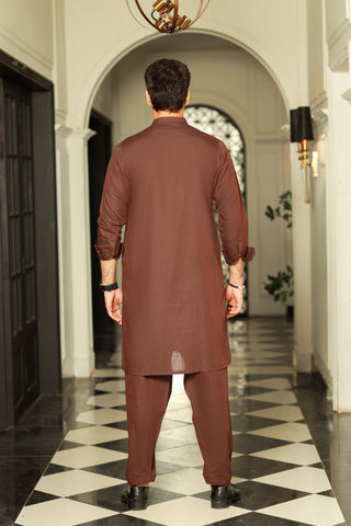 Vintage-Dark Mahroon Kameez Shalwar