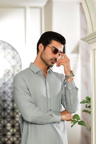 Dream Style- Ash Grey Kameez Shalwar