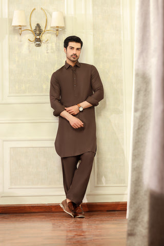 Dream Style- Dark Brown Kameez Shalwar