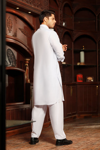 Gold Medal Style- White Kameez Shalwar