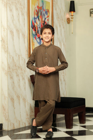 Gentle Men- Boy Brown Kameez Shalwar