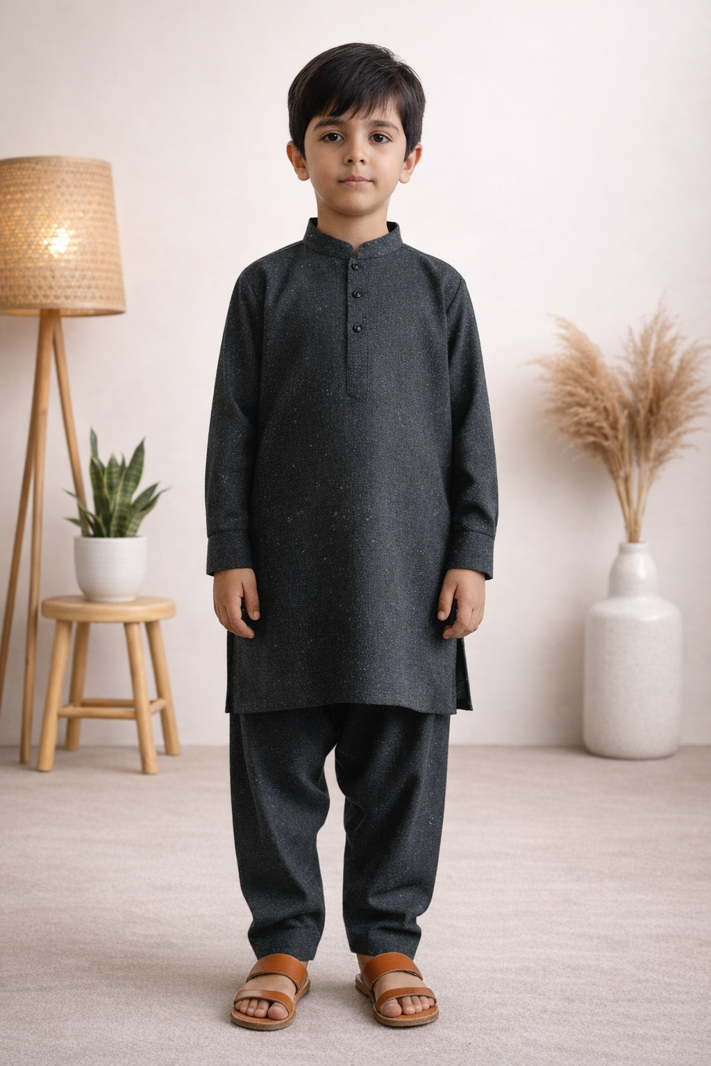 Gentle Men- Boy Dark Grey Kameez Shalwar