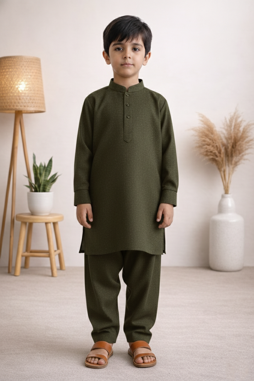 Gentle Men- Boy Grayish Brown Kameez Shalwar