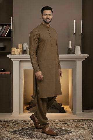 Vintage-Brown Kameez Shalwar