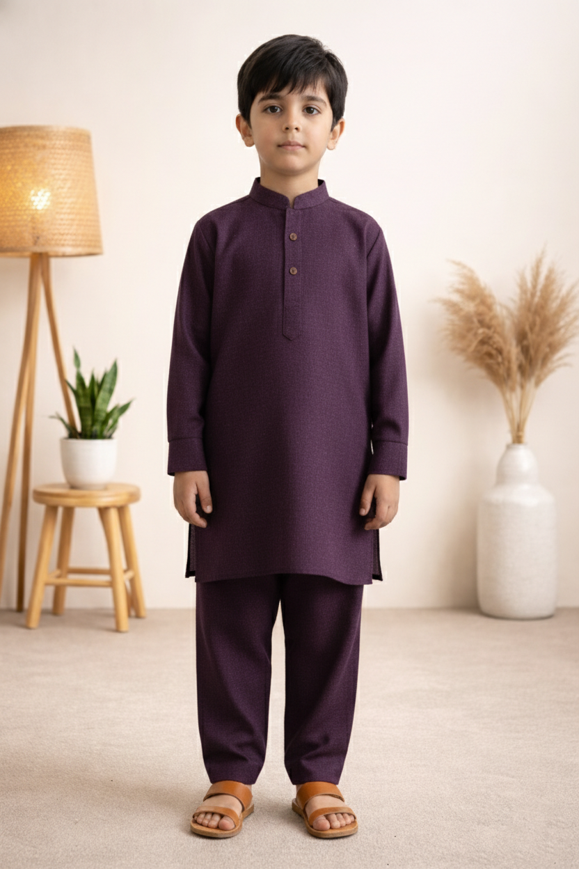 Gentle Men- Boy Purple Kameez Shalwar