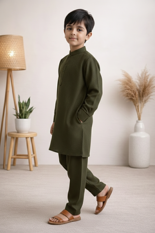 Gentle Men- Boy Grayish Brown Kameez Shalwar