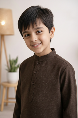 Gentle Men- Boy Dark Brown Kameez Shalwar