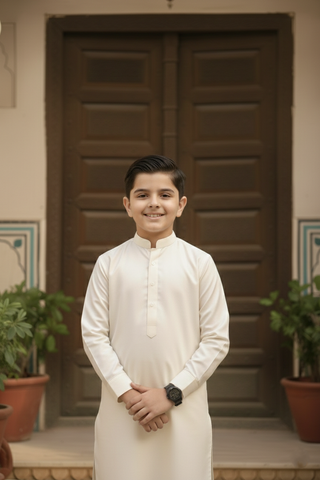 Dream Style- Boy Cream Kameez Shalwar