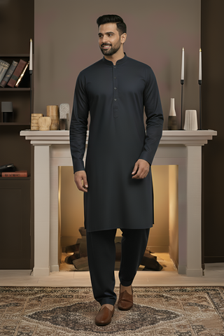 Vintage- Navy Black Kameez Shalwar