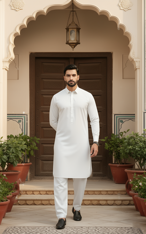 Dream Style- White Kameez Shalwar